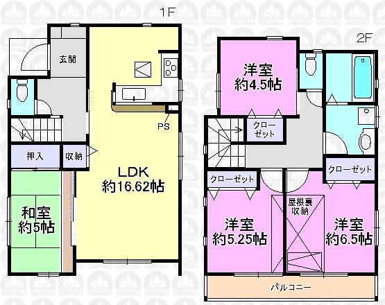 Floor plan. 34,800,000 yen, 4LDK, Land area 90.68 sq m , Building area 92.94 sq m