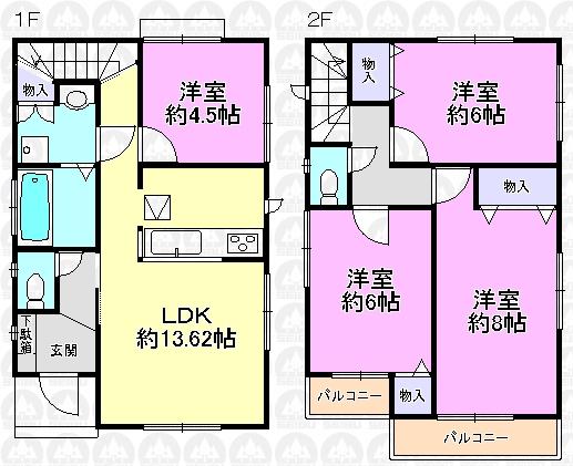 Floor plan. (C Building), Price 34,300,000 yen, 4LDK, Land area 110.01 sq m , Building area 86.94 sq m