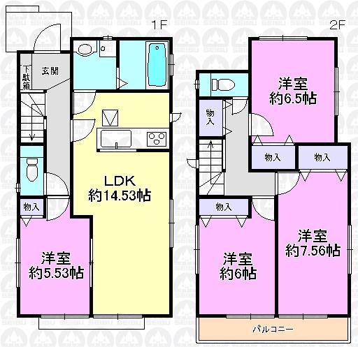 Floor plan. (G Building), Price 33,300,000 yen, 4LDK, Land area 123.02 sq m , Building area 95.84 sq m