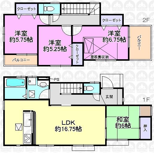 Floor plan. 40,800,000 yen, 4LDK, Land area 110.97 sq m , Building area 96.05 sq m