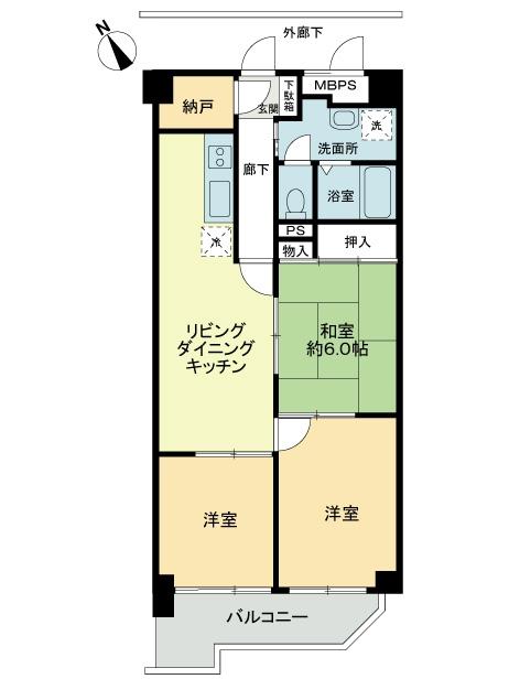 Floor plan. 3LDK, Price 12.8 million yen, Footprint 62.1 sq m , Balcony area 6.46 sq m floor plan