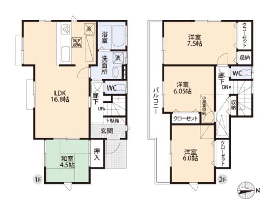 Floor plan. 37,800,000 yen, 4LDK, Land area 129.43 sq m , Building area 96.48 sq m floor plan