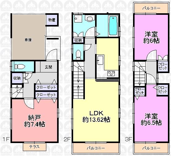 Floor plan. (E), Price 29,800,000 yen, 2LDK+S, Land area 60.51 sq m , Building area 97.2 sq m