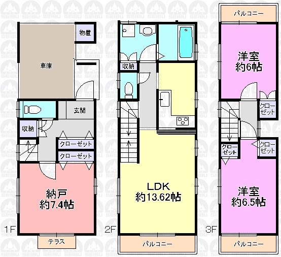 Floor plan. (E), Price 29,800,000 yen, 2LDK+S, Land area 60.51 sq m , Building area 97.2 sq m