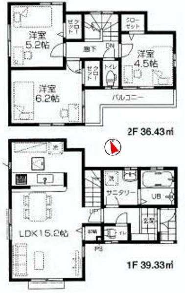 Floor plan. 28.8 million yen, 3LDK, Land area 75.38 sq m , Building area 75.76 sq m