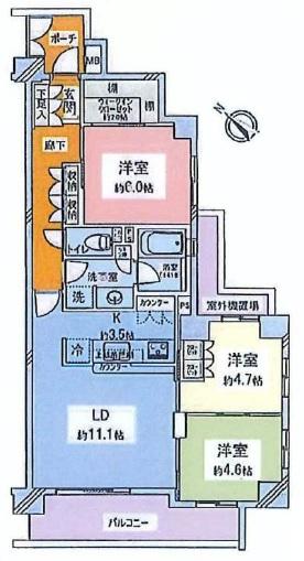 Floor plan. 3LDK, Price 26,800,000 yen, Occupied area 71.54 sq m , Balcony area 8.56 sq m