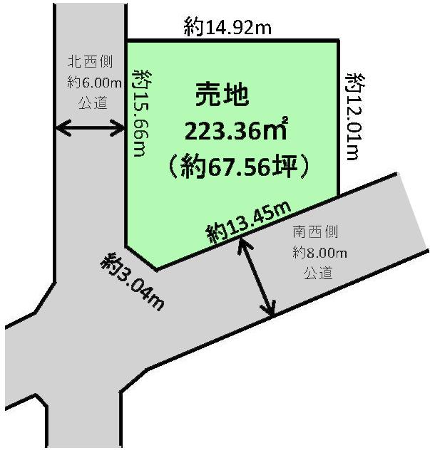 Compartment figure. Land price 54,800,000 yen, Land area 223.36 sq m