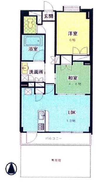 Floor plan. 2LDK, Price 23,900,000 yen, Occupied area 56.65 sq m , Balcony area 7.15 sq m floor plan