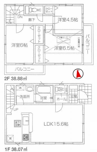 Floor plan. 37,800,000 yen, 3LDK, Land area 110.1 sq m , Building area 76.95 sq m