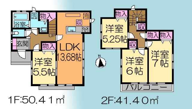 Floor plan. (Building 2), Price 34,800,000 yen, 4LDK, Land area 100.1 sq m , Building area 91.81 sq m
