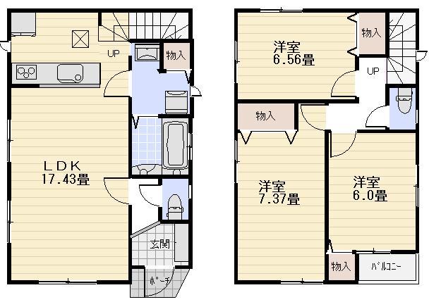 Floor plan. (J Building), Price 29,800,000 yen, 3LDK, Land area 110.08 sq m , Building area 87.14 sq m