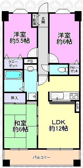 Floor plan. 3LDK, Price 24,900,000 yen, Occupied area 62.93 sq m , Balcony area 9.92 sq m