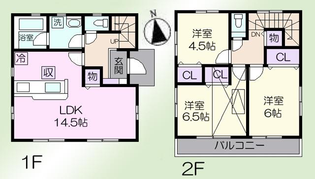 Floor plan. (1 Building), Price 35,800,000 yen, 3LDK, Land area 100.1 sq m , Building area 78.57 sq m