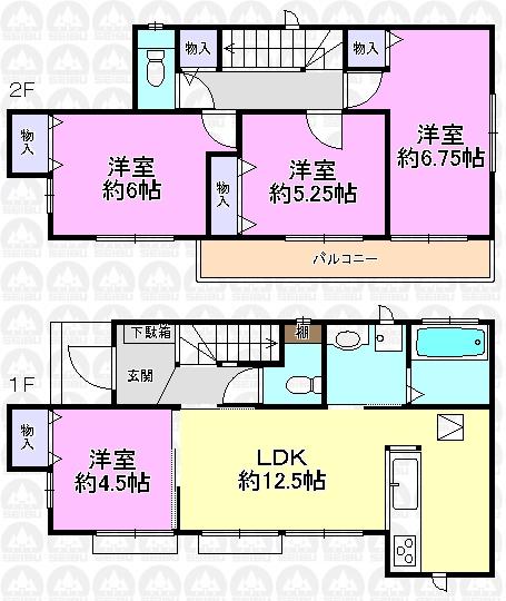 Floor plan. (E Building), Price 32,800,000 yen, 4LDK, Land area 110.04 sq m , Building area 85.28 sq m