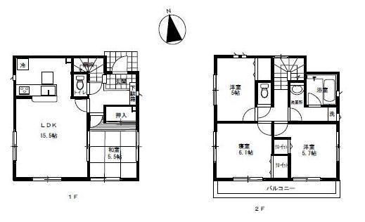 Floor plan. (Building 2), Price 42,800,000 yen, 4LDK, Land area 110.09 sq m , Building area 78.57 sq m