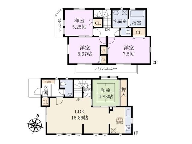 Floor plan. 38,800,000 yen, 4LDK, Land area 115.74 sq m , 3-chome Floor building area 92.34 sq m Aoba-cho