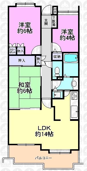 Floor plan. 3LDK, Price 16.8 million yen, Footprint 68.2 sq m , Balcony area 9.12 sq m