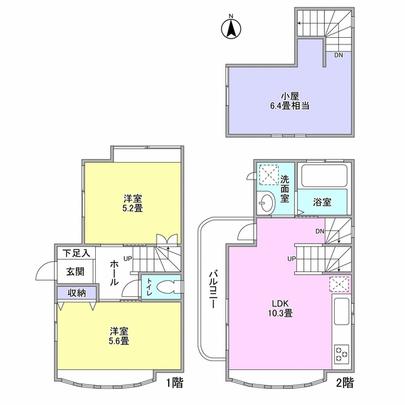 Floor plan. 6.4 tatami equivalent of attic storage with
