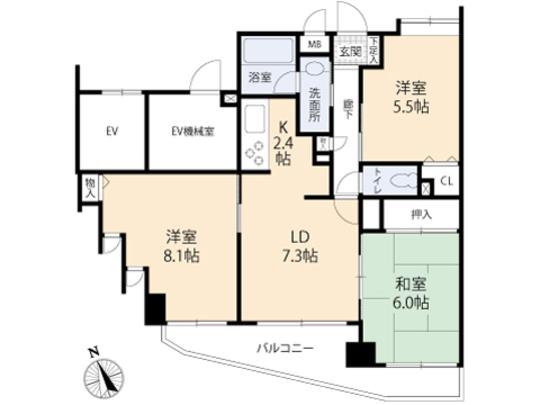 Floor plan. 3DK, Price 16.2 million yen, Occupied area 63.06 sq m , Balcony area 9.04 sq m floor plan