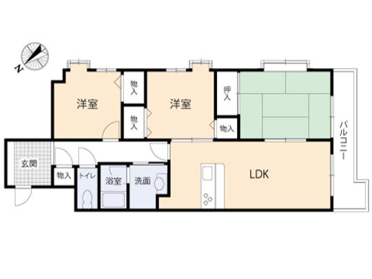 Floor plan. 3LDK, Price 15.8 million yen, Occupied area 57.14 sq m , Balcony area 4.8 sq m floor plan