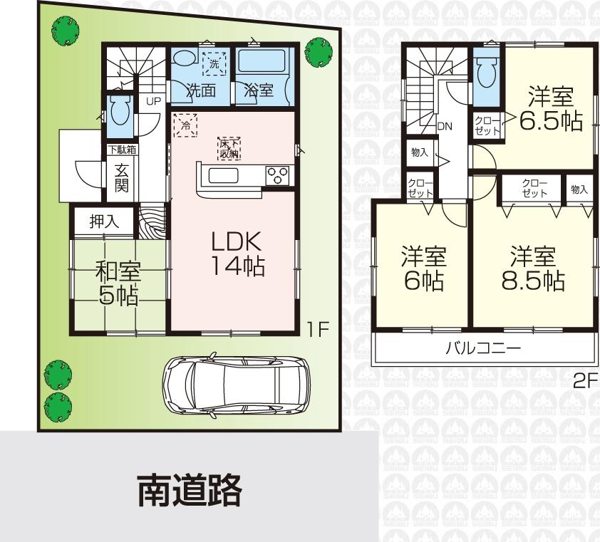 Floor plan. (Building 2), Price 32,800,000 yen, 4LDK, Land area 127.38 sq m , Building area 93.15 sq m