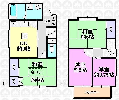 Floor plan. 12.4 million yen, 4DK, Land area 68.08 sq m , Building area 61.3 sq m