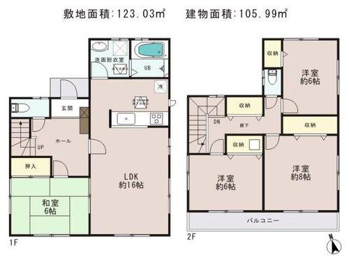 Floor plan. 31,800,000 yen, 4LDK, Land area 123.03 sq m , Building area 105.99 sq m