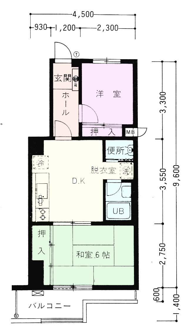 Floor plan. 2DK, Price 8.9 million yen, Occupied area 40.13 sq m , Balcony area 5.46 sq m