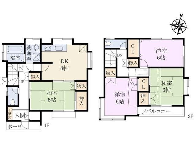 Floor plan. 20 million yen, 4DK, Land area 101.41 sq m , Building area 85.86 sq m Onta-cho 1-chome, floor plan