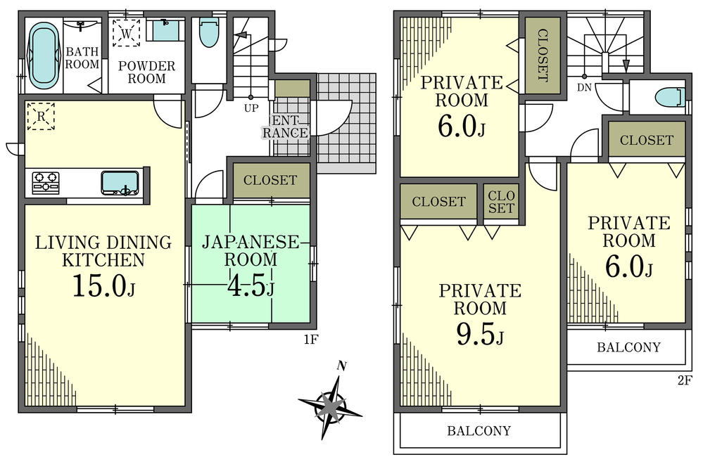 Building plan example (floor plan). Building plan example (No. 7 locations) 4LDK, Land price 30,800,000 yen, Land area 120 sq m , Building price 12 million yen, Building area 95.58 sq m