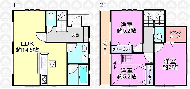 Floor plan. (Building 2), Price 28.8 million yen, 2LDK+S, Land area 93.81 sq m , Building area 74.11 sq m