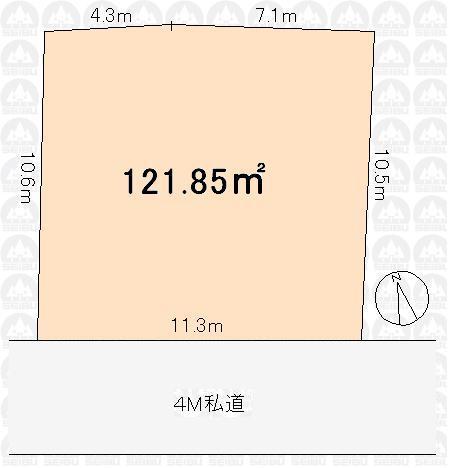 Compartment figure. Land price 21,800,000 yen, Land area 121.85 sq m
