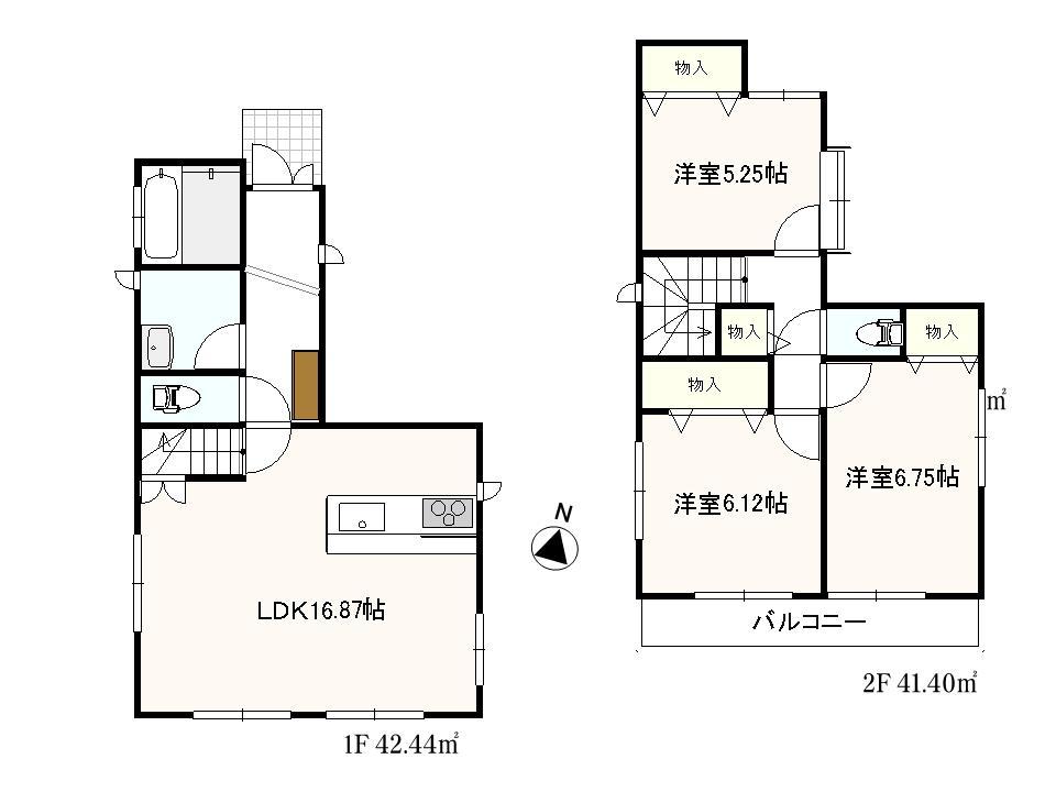 Floor plan. (1 Building), Price 32,800,000 yen, 3LDK, Land area 106.18 sq m , Building area 84.88 sq m