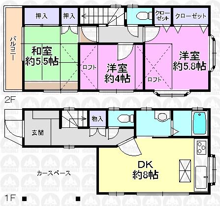 Floor plan. 14.8 million yen, 3DK, Land area 51.8 sq m , Building area 71.6 sq m