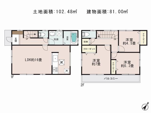 Floor plan. 31,800,000 yen, 3LDK, Land area 102.48 sq m , Building area 81 sq m