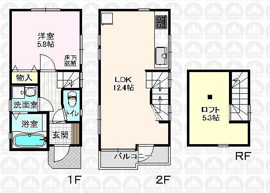 Floor plan. 16.8 million yen, 1LDK, Land area 56.46 sq m , Building area 44.74 sq m