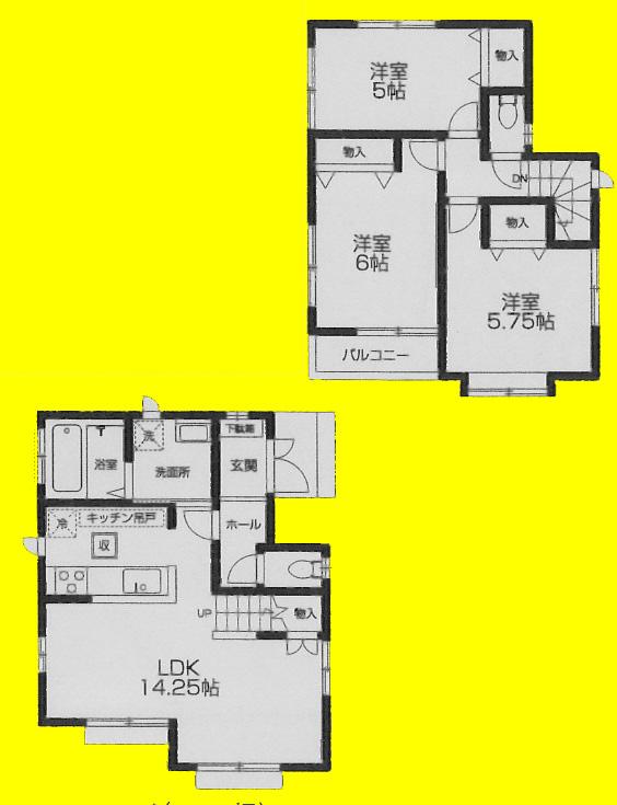 Floor plan. (D), Price 34,800,000 yen, 3LDK, Land area 94.94 sq m , Building area 74.32 sq m