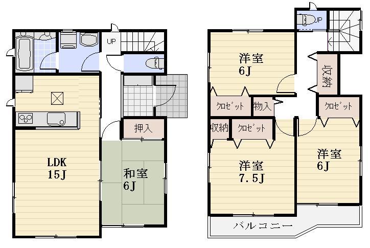 Floor plan. (Building 2), Price 24,800,000 yen, 4LDK, Land area 154.61 sq m , Building area 99.22 sq m