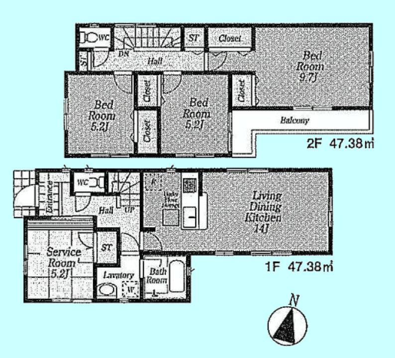 Floor plan. (Building 2), Price 29,800,000 yen, 4LDK, Land area 119.04 sq m , Building area 94.76 sq m