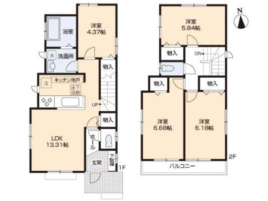 Floor plan. 33 million yen, 4LDK, Land area 111.27 sq m , Building area 85.54 sq m floor plan