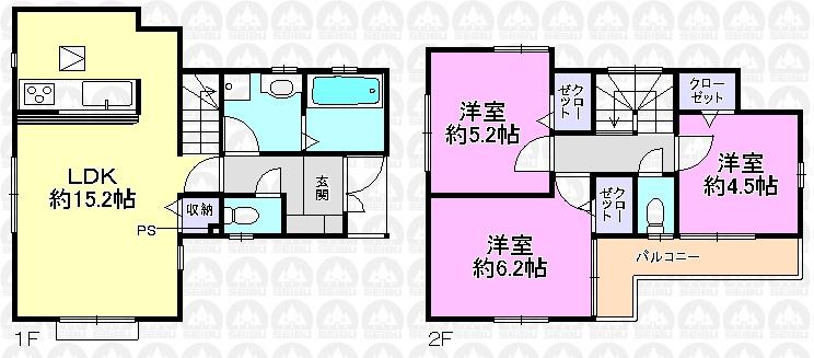 Floor plan. (1 Building), Price 28.8 million yen, 3LDK, Land area 75.38 sq m , Building area 75.76 sq m