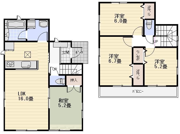 Floor plan. Price 33,800,000 yen, 4LDK, Land area 127.22 sq m , Building area 85.85 sq m