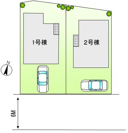 The entire compartment Figure. Front street: south 6M "Per day per car space on the south side ・ Ventilation "good