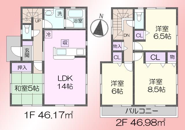 Floor plan. 32,800,000 yen, 4LDK, Land area 127.38 sq m , Is a floor plan of the building area 93.15 sq m 4LDK