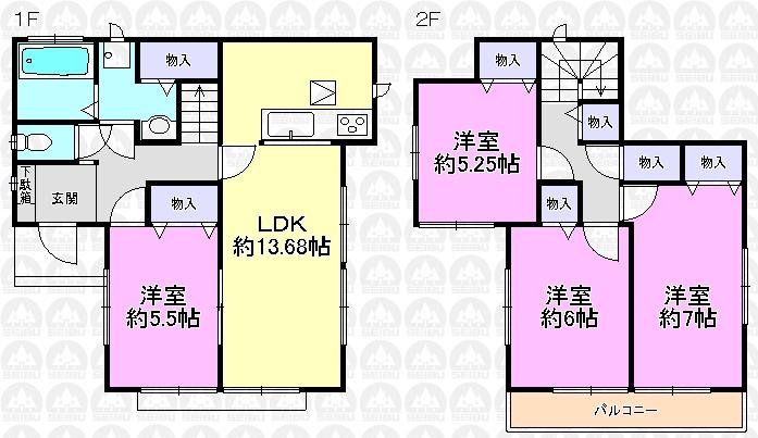 Floor plan. (Building 2), Price 36,900,000 yen, 4LDK, Land area 100.1 sq m , Building area 91.81 sq m