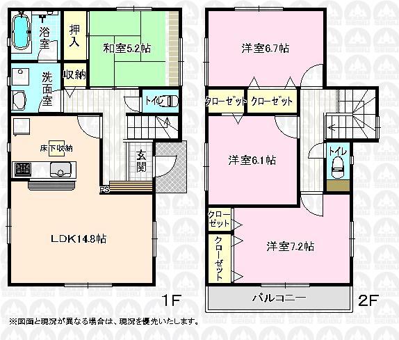Floor plan. (6 Building), Price 31,800,000 yen, 4LDK, Land area 110.01 sq m , Building area 95.97 sq m