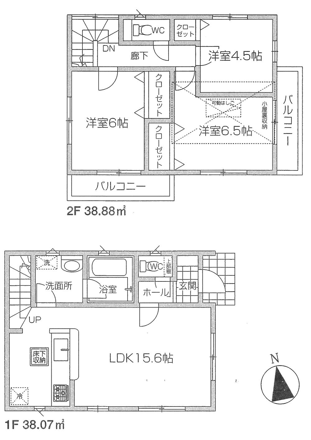 Floor plan. (3 Building), Price 37,800,000 yen, 3LDK, Land area 100.1 sq m , Building area 76.95 sq m