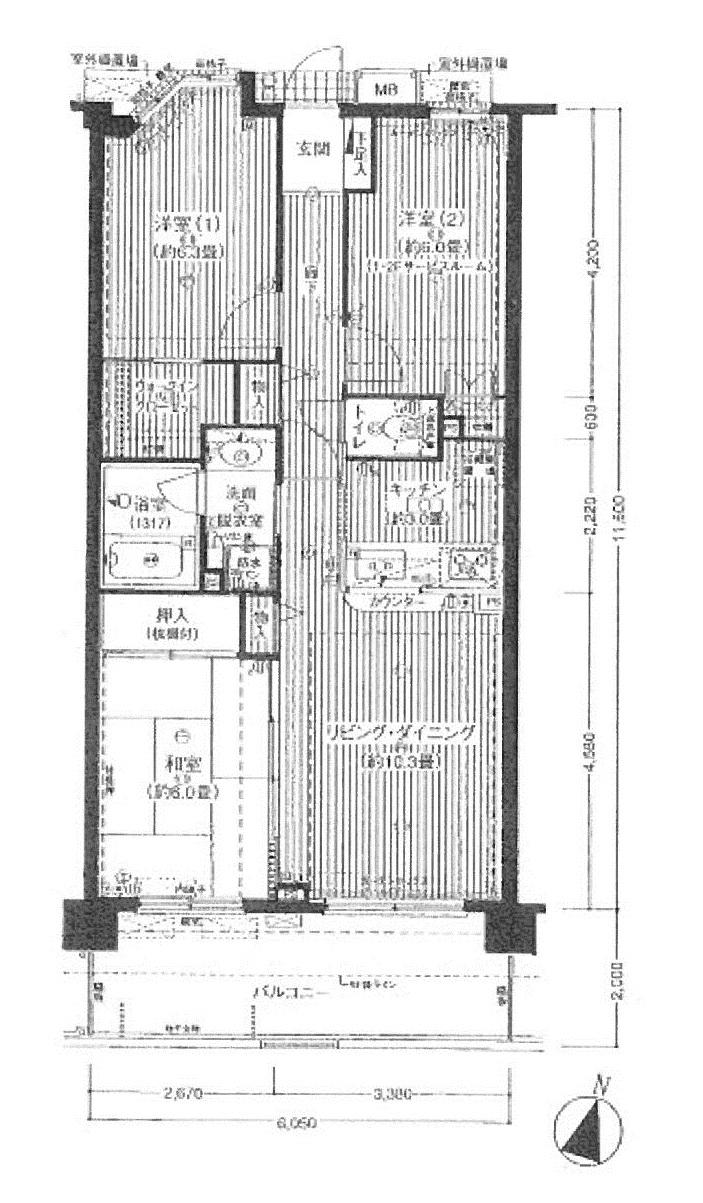 Floor plan. 3LDK, Price 22,800,000 yen, Occupied area 70.56 sq m , Balcony area 12.1 sq m