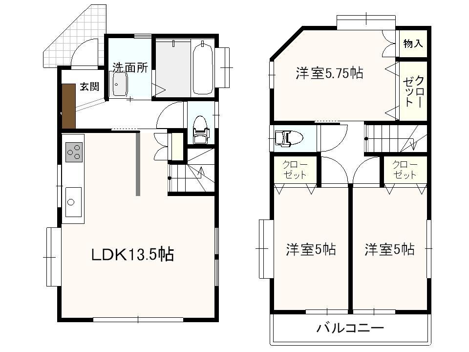 Floor plan. 31,800,000 yen, 3LDK, Land area 74.33 sq m , Building area 72.35 sq m