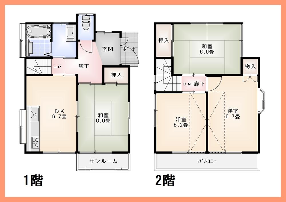 Floor plan. 16.8 million yen, 4DK, Land area 86.89 sq m , Building area 71.07 sq m